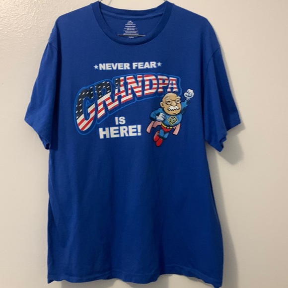 Grandpa never fear grandpa is here, blue large t shirt 100% cotton - Picture 1 of 5